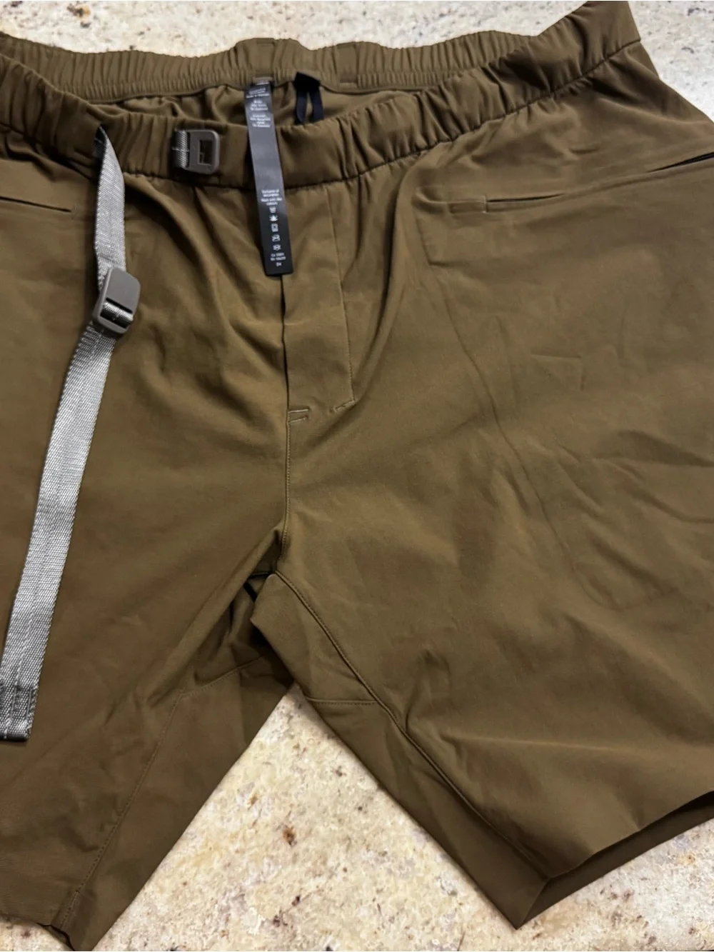 lululemon athletica Olive Hybrid Shorts with Integrated Webbing Belt